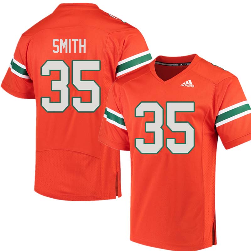 Adidas Miami Hurricanes #35 Mike Smith College Football Jerseys Sale-Orange